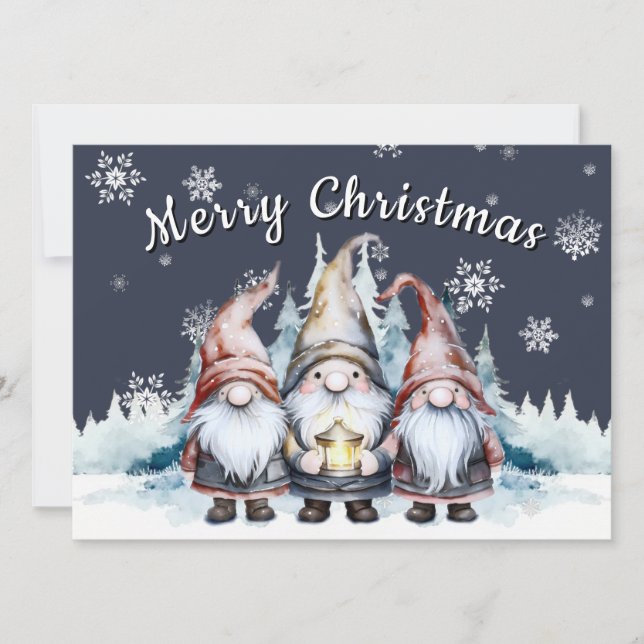 Cartes Pour Fêtes Annuelles Photo de famille de Noël fantastique Gnome (Devant)