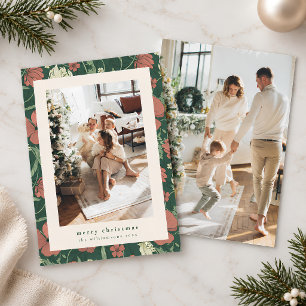 Cartes Pour Fêtes Annuelles Photo de famille de Noël floral victorien rouge et