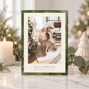 Cartes Pour Fêtes Annuelles Photo de famille de Noël forêt verte aquarelle