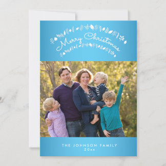 Cartes Pour Fêtes Annuelles Photo de famille de Noël Joyeux Bleu