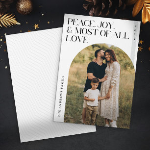 Cartes Pour Fêtes Annuelles Photo de famille de Noël Minimaliste Paix Joie Amo