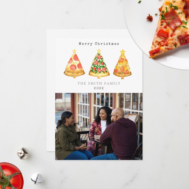 Cartes Pour Fêtes Annuelles Photo de famille de Noël Pizza (Créateur téléchargé)
