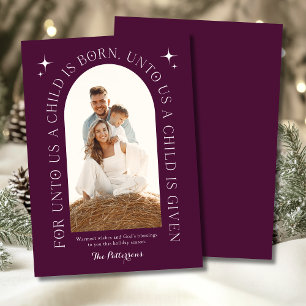 Cartes Pour Fêtes Annuelles Photo de famille de Noël religieux minimaliste vio