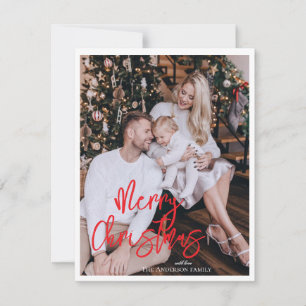 Cartes Pour Fêtes Annuelles Photo de famille de Noël verte et verte moderne