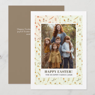 Cartes Pour Fêtes Annuelles Photo de famille de Pâques élégante simple colorée
