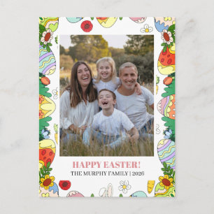 Cartes Pour Fêtes Annuelles Photo de famille de Pâques élégante simple colorée