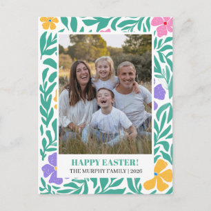 Cartes Pour Fêtes Annuelles Photo de famille de Pâques élégante simple colorée