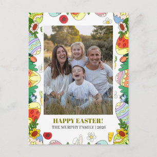 Cartes Pour Fêtes Annuelles Photo de famille de Pâques florale colorée élégant