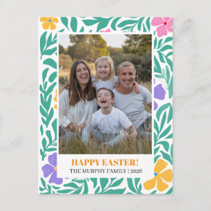 Cartes Pour Fêtes Annuelles Photo de famille de Pâques florale colorée élégant