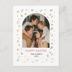 Cartes Pour Fêtes Annuelles Photo de famille de Pâques florale ovale colorée é