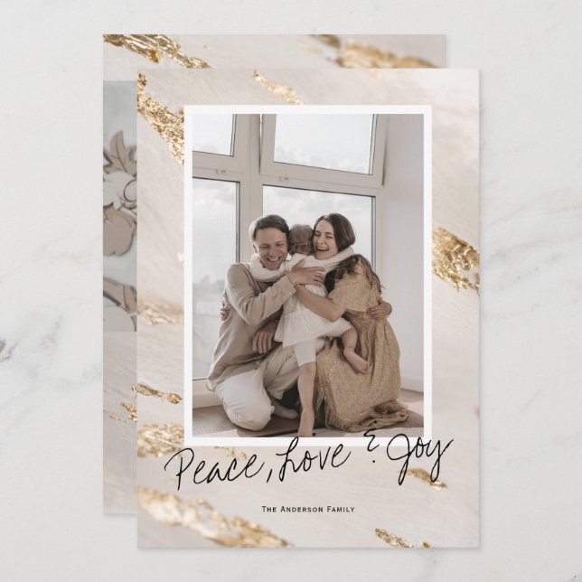 Cartes Pour Fêtes Annuelles Photo de famille de voeux de Noël moderne (Devant / Derrière)