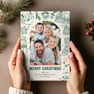 Cartes Pour Fêtes Annuelles Photo de famille Doodle Noël