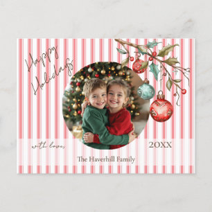 Cartes Pour Fêtes Annuelles Photo de famille Elegant Stripes Aquarelle Happy