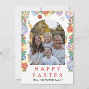 Cartes Pour Fêtes Annuelles Photo de famille élégante et colorée de Pâques ave