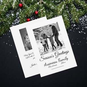 Cartes Pour Fêtes Annuelles Photo de famille en calligraphie noir et blanc à p