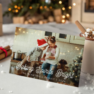Cartes Pour Fêtes Annuelles Photo de famille Esprits de cuisson lumineux Écrit