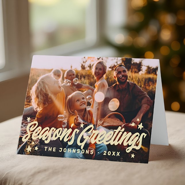 Cartes Pour Fêtes Annuelles Photo de famille étoilé avec salutations ludiques  (Créateur téléchargé)