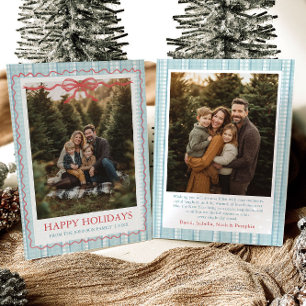 Cartes Pour Fêtes Annuelles Photo de famille fantaisiste avec un nœud bleu gra