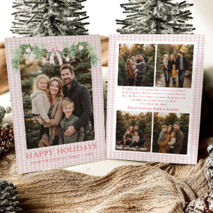 Cartes Pour Fêtes Annuelles Photo de famille fantaisiste avec un ruban rose gr