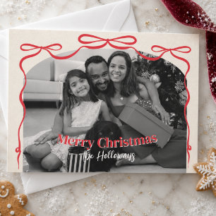 Cartes Pour Fêtes Annuelles Photo de famille fantaisiste de Noël avec un nœud