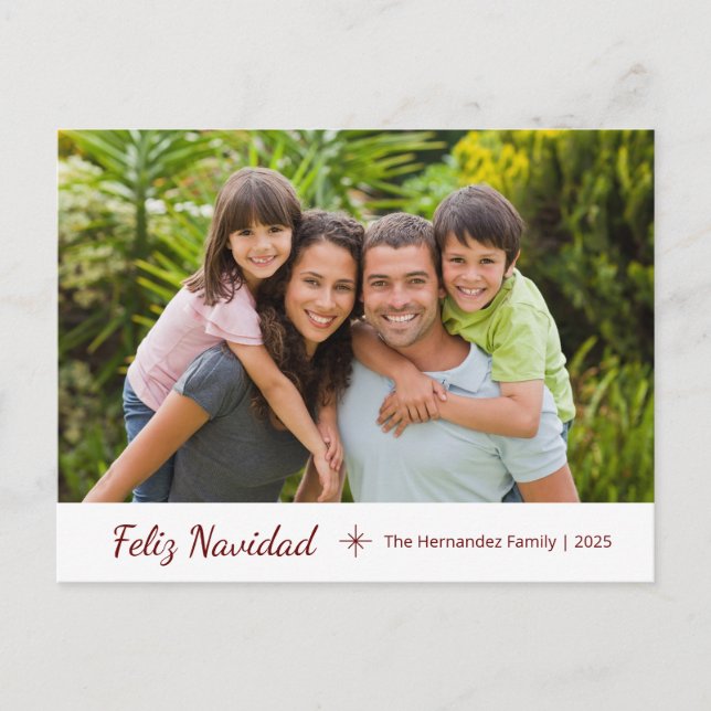 Cartes Pour Fêtes Annuelles Photo de famille Feliz Navidad Modern Christmas (Devant)