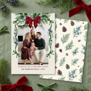 Cartes Pour Fêtes Annuelles Photo de famille grandmillennial avec ruban rouge