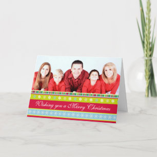 Cartes Pour Fêtes Annuelles Photo de famille graphique motif rouge vert Noël