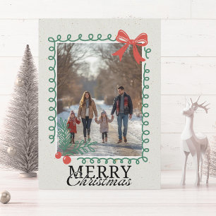Cartes Pour Fêtes Annuelles Photo de famille gribouillée à la main Joyeux Noël