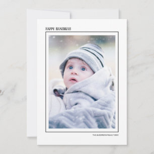 Cartes Pour Fêtes Annuelles Photo de famille « Joyeux Hanukka » avec rayures n