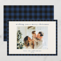 Photo de famille joyeux Noël à carreaux Navy Buffa