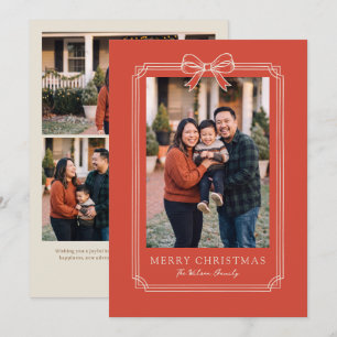 Cartes Pour Fêtes Annuelles Photo de famille Joyeux Noël avec un élégant nœud