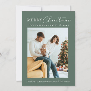 Cartes Pour Fêtes Annuelles Photo de famille Joyeux Noël minimaliste vert