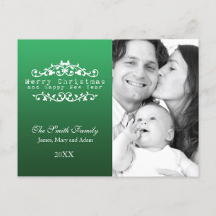Cartes Pour Fêtes Annuelles Photo de famille Joyeux Noël Vert ornemental