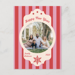 Cartes Pour Fêtes Annuelles Photo de famille joyeux nouvel an 2027 rayures rou