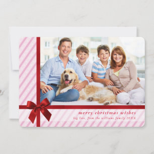 Cartes Pour Fêtes Annuelles PHOTO DE FAMILLE mignonne enveloppée d'un ruban ro