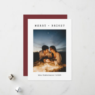 Cartes Pour Fêtes Annuelles Photo de famille Minimaliste Joyeux Noël Merry & B