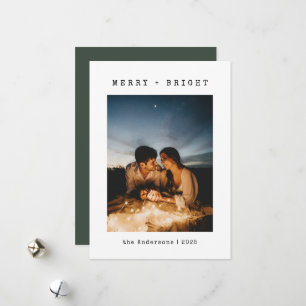 Cartes Pour Fêtes Annuelles Photo de famille Minimaliste Joyeux Noël Merry & B