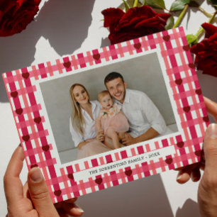 Cartes Pour Fêtes Annuelles Photo de famille moderne avec cœur rayé pour la Sa