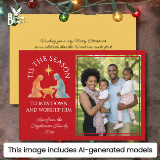 Cartes Pour Fêtes Annuelles Photo de famille moderne C'EST LA SAISON de Noël