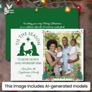 Cartes Pour Fêtes Annuelles Photo de famille moderne C'EST LA SAISON de Noël