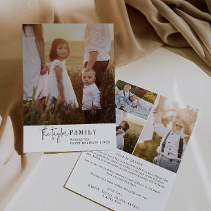 Cartes Pour Fêtes Annuelles Photo de famille moderne Chic Année en revue Noël