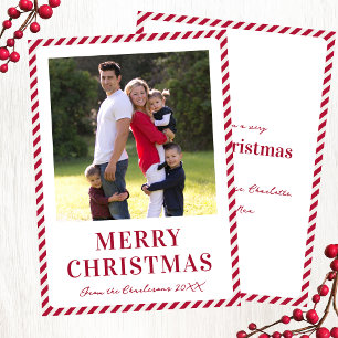 Cartes Pour Fêtes Annuelles Photo de famille moderne Joyeux Noël Rayure de bon