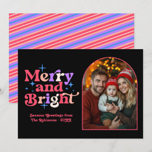 Cartes Pour Fêtes Annuelles Photo de famille moderne rétro de Noël avec sorbet