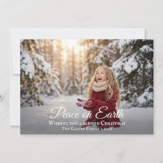 Cartes Pour Fêtes Annuelles Photo de famille Noël chrétien Paix sur Terre