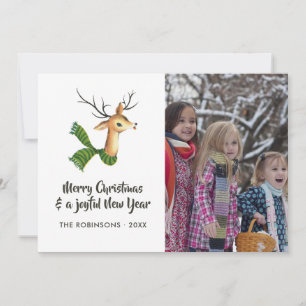 Cartes Pour Fêtes Annuelles Photo de famille Noël en burlap Renne Rétro