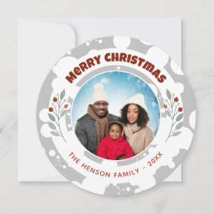 Cartes Pour Fêtes Annuelles Photo de famille Noël Feuillage Moderne
