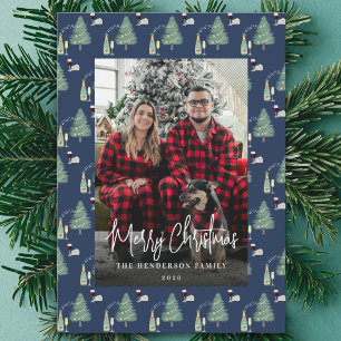 Cartes Pour Fêtes Annuelles Photo de famille Noël moderne Boho Arbre Vin Musiq