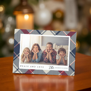 Cartes Pour Fêtes Annuelles Photo de famille Noël moderne Paix et Amour