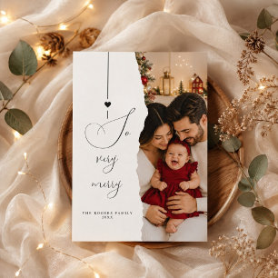 Cartes Pour Fêtes Annuelles Photo de famille Noël papier déchiré très joyeux