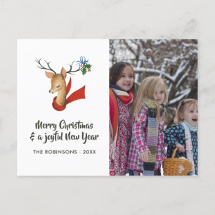 Cartes Pour Fêtes Annuelles Photo de famille Noël Renne Rétro Vintage